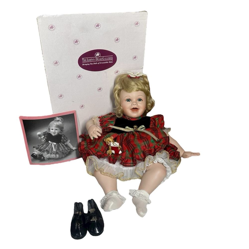 Vtg Ashton Drake Babys First Christmas Porcelain Collectible Doll & Ornament '96